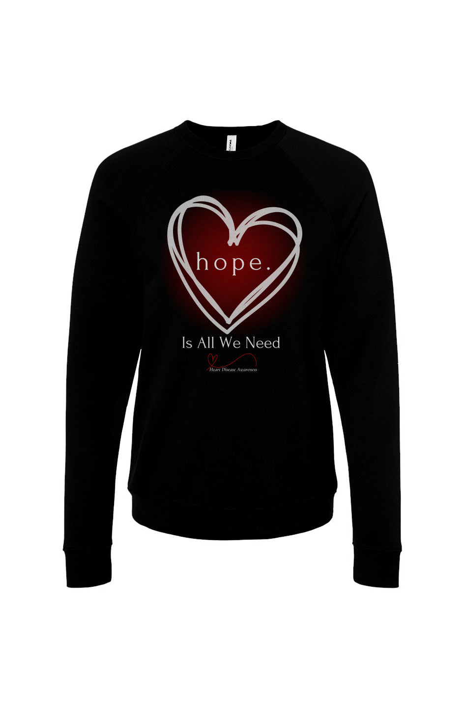 "HOPE HEART" BLACK Unisex Fleece Crewneck Sweatshirt