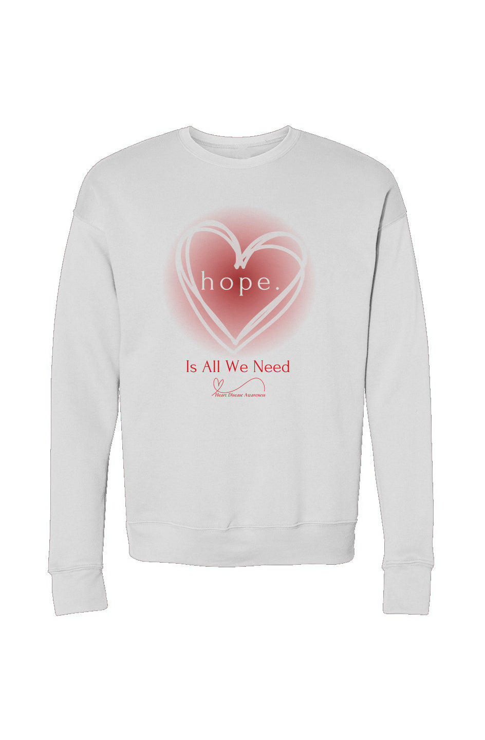 "HOPE HEART" WHITE Drop Shoulder Sweatshirt