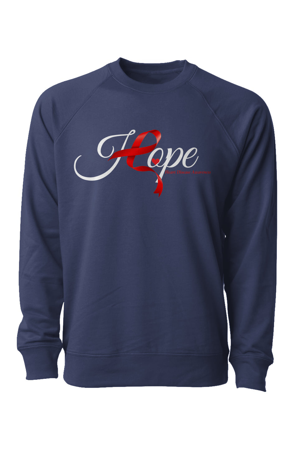 "HOPE RIBBON" BLUE-Unisex Loopback Terry Crewneck Sweatshirt