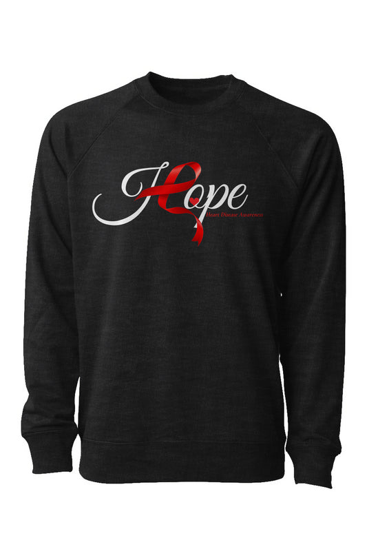 "HOPE RIBBON" CHARCOAL HEATHER- Unisex Loopback Terry Crewneck Sweatshirt