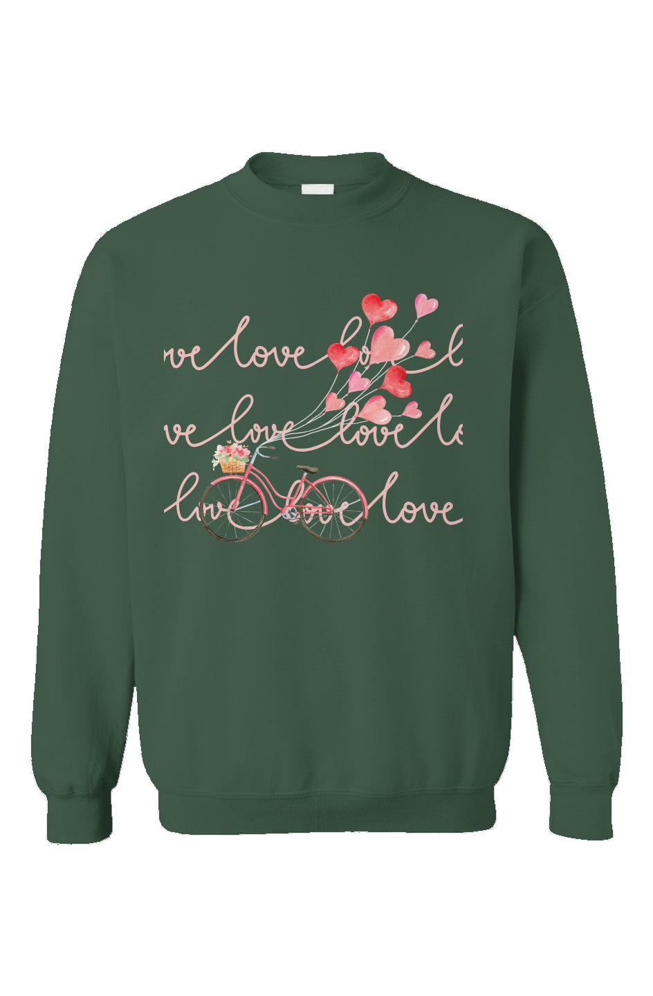 "LOVE" Love Bicycle- Forest Green Crewneck