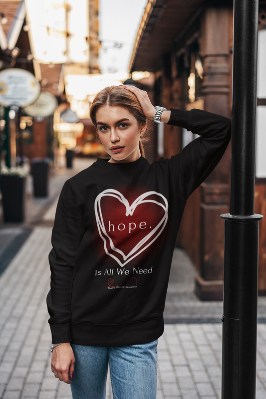 "HOPE HEART" BLACK Unisex Fleece Crewneck Sweatshirt