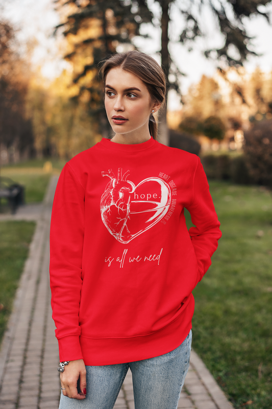 "HOPE HEART" RED-Drop Shoulder Sweatshirt