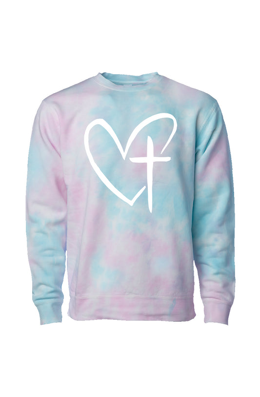 "LOVE" Heart Cross- Cotton Candy Sweatshirt