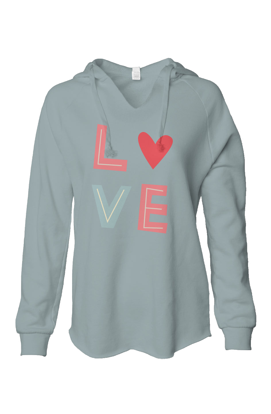 "LOVE" L-O-V-E- Sage Womens Lightweight Hooded Sweatshirt